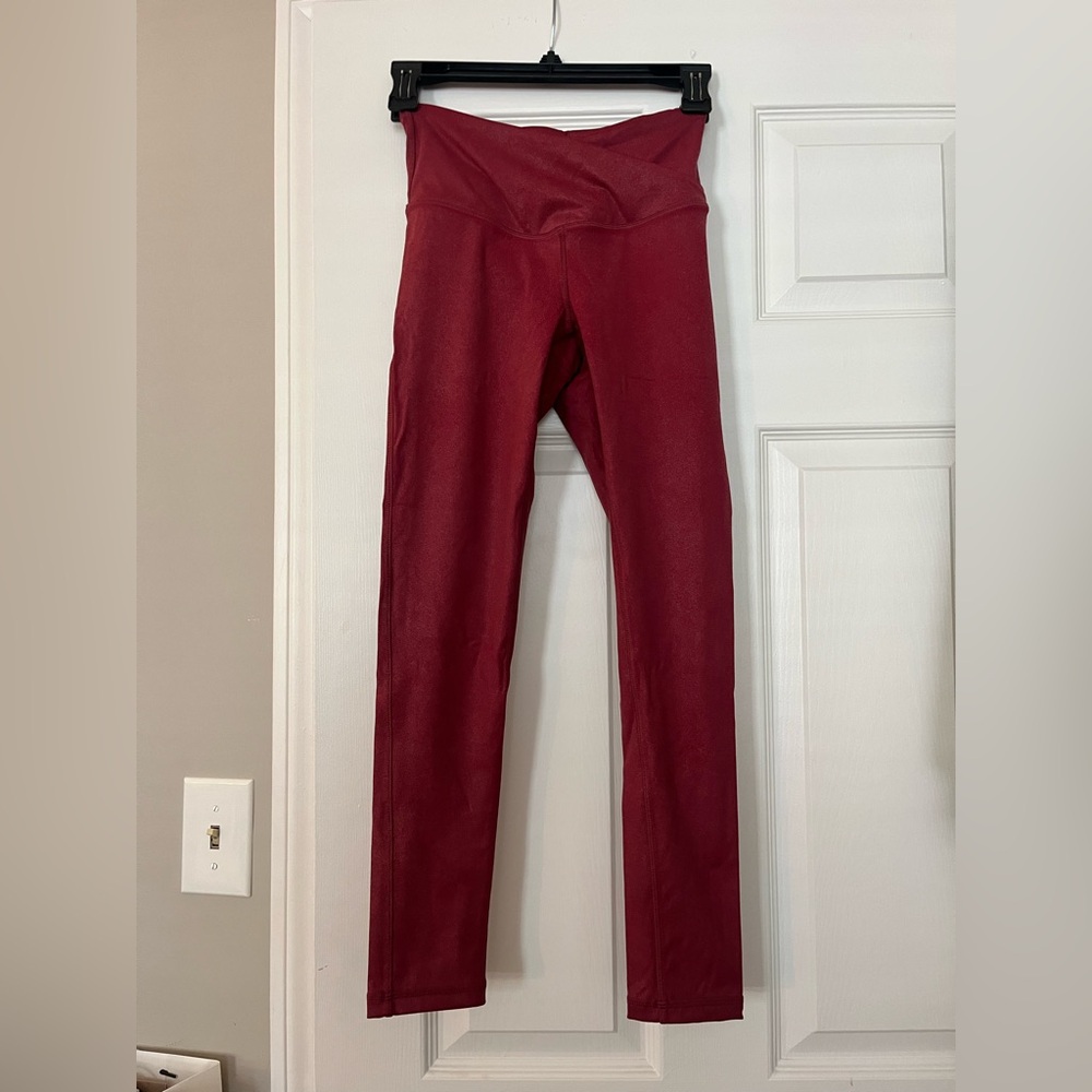 Zella Red High-Waisted Sparkle criss cross Leggings